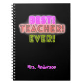 Teacher Notebook with Neon Writing / Neon Script ノートブック (正面)