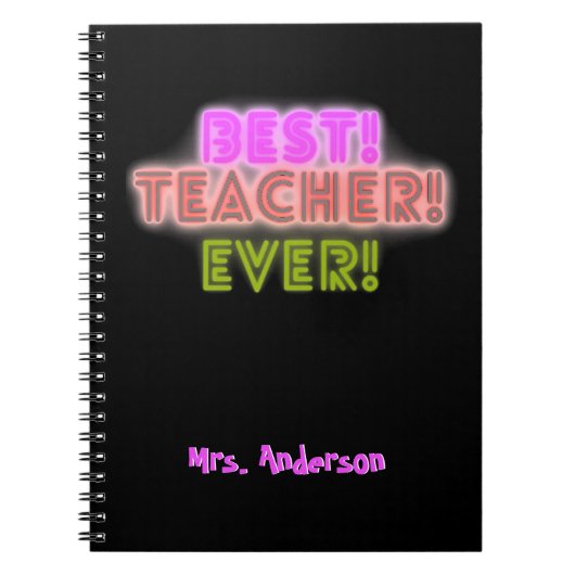 Teacher Notebook with Neon Writing / Neon Script ノートブック (正面)