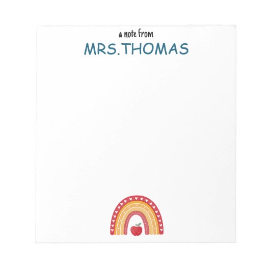 Teacher Notepad – Rainbow Design からのお知らせ ノートパッド (正面)