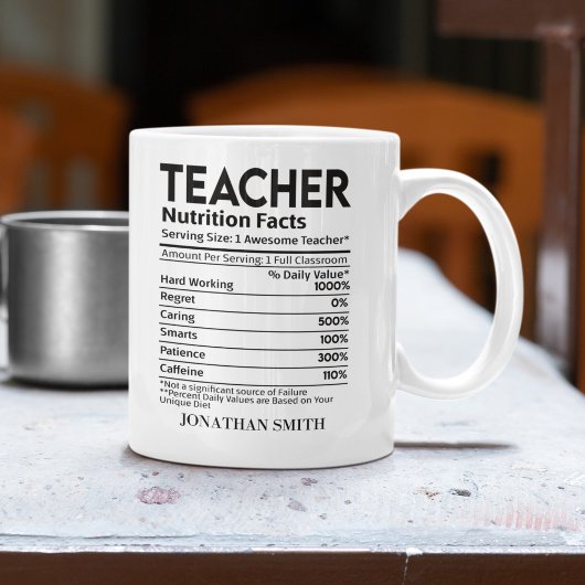 Teacher Nutrition Facts, Fun Teacher コーヒーマグカップ