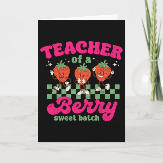 Teacher Of A Berry Sweet Tch Fun Strawberry Design カード (正面)