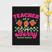 Teacher Of A Berry Sweet Tch Fun Strawberry Design カード (黄色い花)