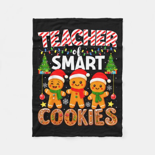 Teacher Of Smart Cookies Funny Gingerbread Teacher フリースブランケット (正面)