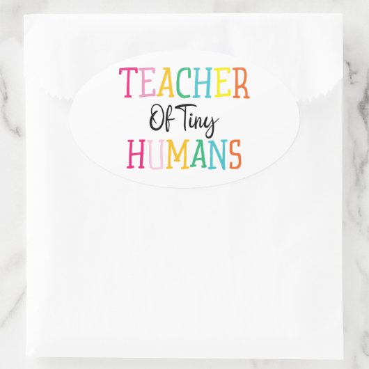 TEACHER OF TINY HUMANS 楕円形シール (バッグ)