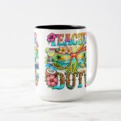 Teacher off duty ツートーンマグカップ (正面右)