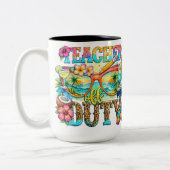 Teacher off duty ツートーンマグカップ (左)