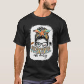 Teacher Off Duty Messy Bun Summer Leopard Beach Lo Tシャツ (正面)