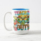 Teacher off duty summer vibes ツートーンマグカップ (左)