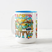 Teacher off duty summer vibes ツートーンマグカップ (正面左)
