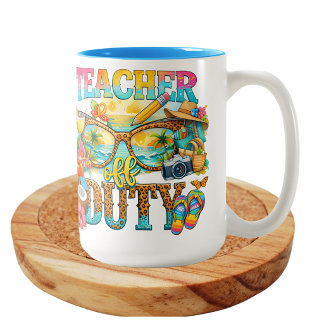 Teacher off duty summer vibes ツートーンマグカップ