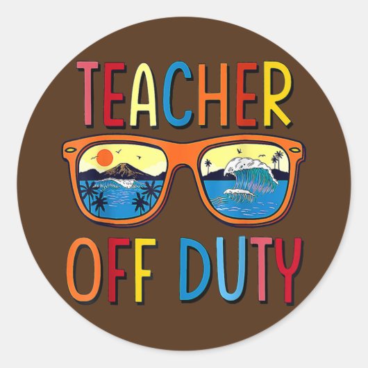 Teacher Off Duty Sunglasses Palm Tree Beach ラウンドシール (正面)