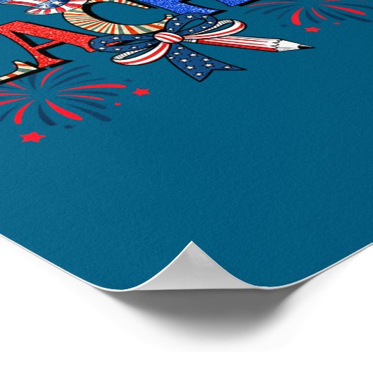 Teacher Patriotic 1776 Independence Day Artwork ポスター (角)