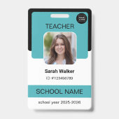 Teacher Photo ID Badge – School Staff - Light Blue バッジ (正面)