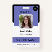 Teacher Photo ID Badge – School Staff - Purple バッジ (正面)