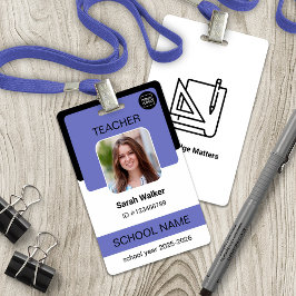 Teacher Photo ID Badge – School Staff - Purple バッジ