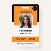 Teacher Photo ID Badge – School Staff - Yellow バッジ (正面)