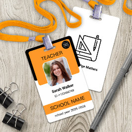 Teacher Photo ID Badge – School Staff - Yellow バッジ