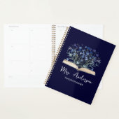 Teacher Planner Blue Wildflowers Grow From Book プランナー手帳 (ディスプレー)