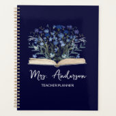 Teacher Planner Blue Wildflowers Grow From Book プランナー手帳 (正面)