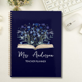 Teacher Planner Blue Wildflowers Grow From Book プランナー手帳