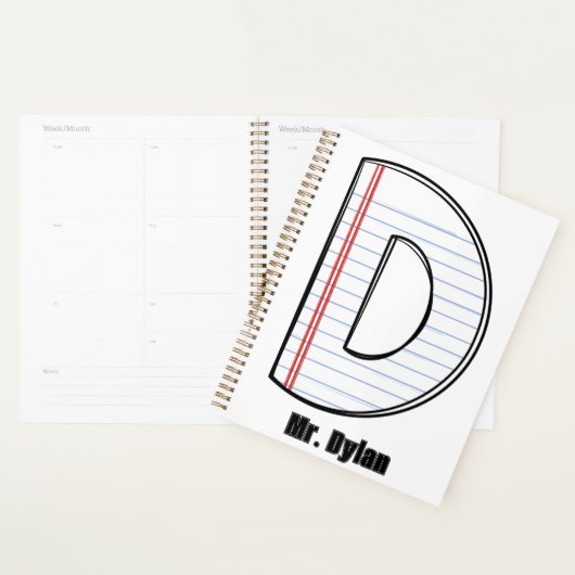 Teacher Planner – Notebook Paper Initial プランナー手帳 (ディスプレー)