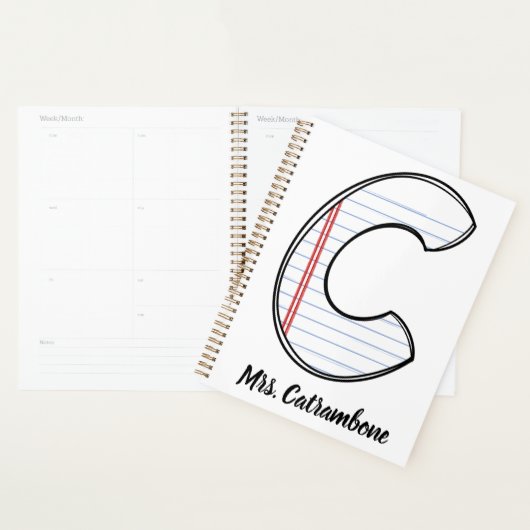 Teacher Planner with Notebook Paper Initial プランナー手帳 (ディスプレー)