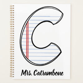 Teacher Planner with Notebook Paper Initial プランナー手帳