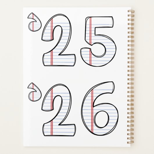 Teacher Planner with Notebook Paper Initial プランナー手帳 (裏面)