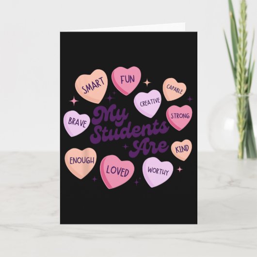 Teacher Positive Affirmations Valentine Candy Hear カード (正面)