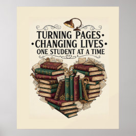 Teacher Poster | Turning Pages Book Heart Art ポスター