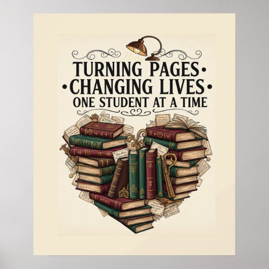 Teacher Poster | Turning Pages Book Heart Art ポスター (正面)