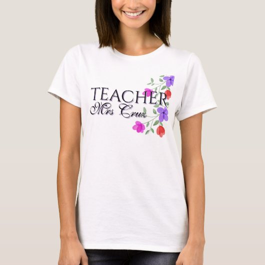Teacher Pretty Watercolor Floral Custom Tシャツ (正面)