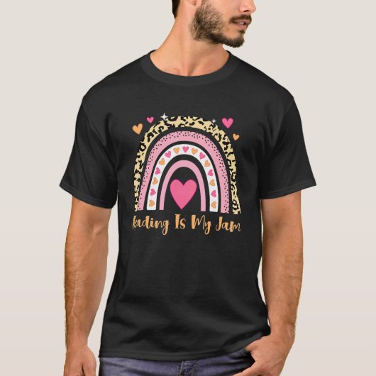 Teacher Rainbow Leopard Librarian Reading Books Is Tシャツ (正面)