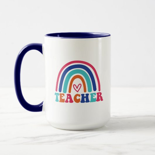 Teacher Rainbow Wordart マグカップ (左)