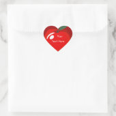Teacher Red Apple Heart Shape Sticker ハートシール (バッグ)