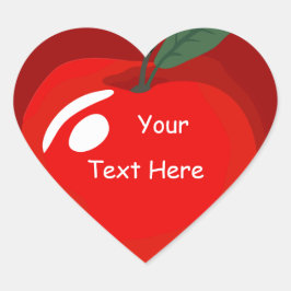 Teacher Red Apple Heart Shape Sticker ハートシール