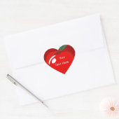 Teacher Red Apple Heart Shape Sticker ハートシール (封筒)