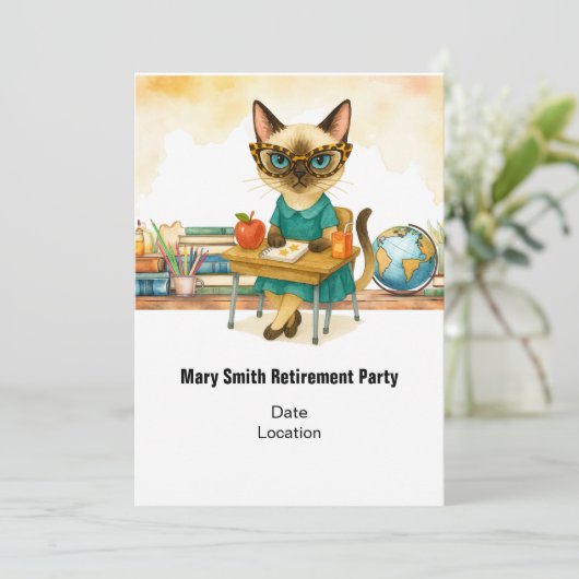 Teacher  retirement 2025 for cat lovers 招待状 (スタンド正面)
