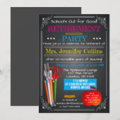 Teacher Retirement Chalkboard 招待状 (正面/裏面)