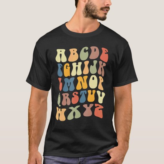 Teacher School Alphabet Vintage Retro Tシャツ (正面)