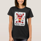 Teacher Squad Cute Red Plaid Reindeer Snow  Christ Tシャツ (正面)