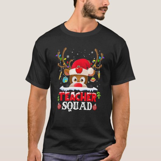 Teacher Squad Reindeer  Teacher Christmas For Men  Tシャツ (正面)