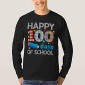 Teacher Student Plaid 100th Days Happy 100 Days Of Tシャツ (正面)