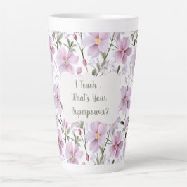 Teacher Superpower Floral Latte Mug カフェラテマグ