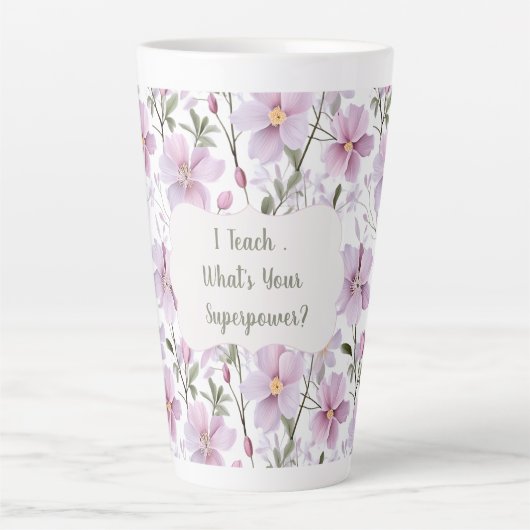 Teacher Superpower Floral Latte Mug カフェラテマグ (正面)