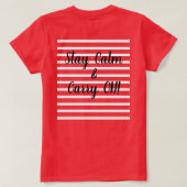 TEACHER Tシャツ - 白いデイジー - STAY CALM CARRY ON (デザイン裏面)