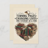 Teacher Thank You Card | Book Heart Flat Note サンキューカード (正面/裏面)