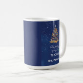 Teacher Thank You Christmas Ornament with Navy Tre コーヒーマグカップ (正面右)