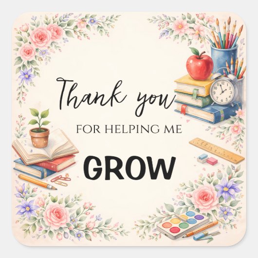 Teacher Thank You Gifts | End of School Year スクエアシール (正面)
