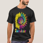 Teacher Tie Dye Teaching Daisy Sunflower Hippie Wo Tシャツ (正面)